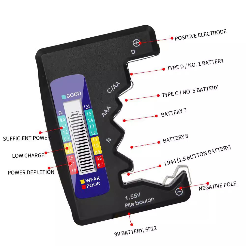Testeur universel de batterie numérique avec écran LCD
